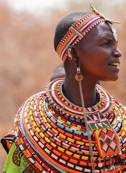 Woman wearing Zulu bead jewelry